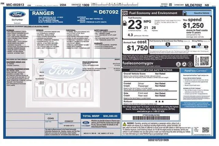 $23993 : Ford Ranger 2021 4x2 XL 4dr image 9
