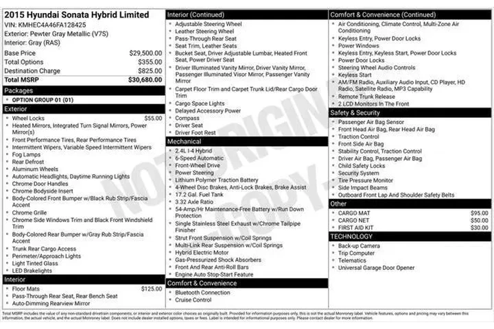$9439 : Hyundai SONATA Hybrid 2015 L image 5