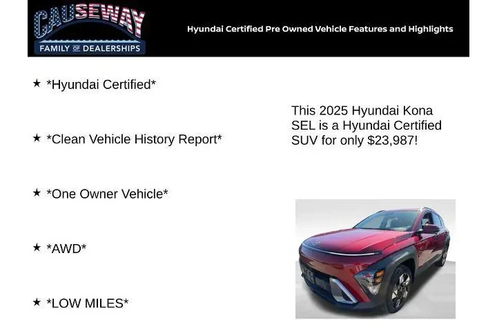$23987 : Hyundai KONA 2025 AWD SEL 4d image 2