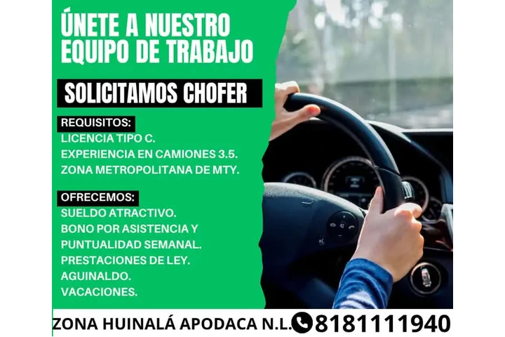 SOLICITAMOS CHOFER EN APODACA image 1