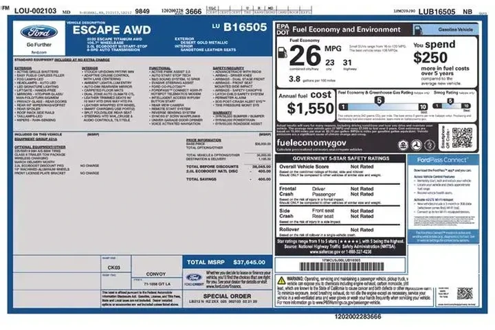 $17990 : Ford Escape 2020 AWD Titaniu image 4