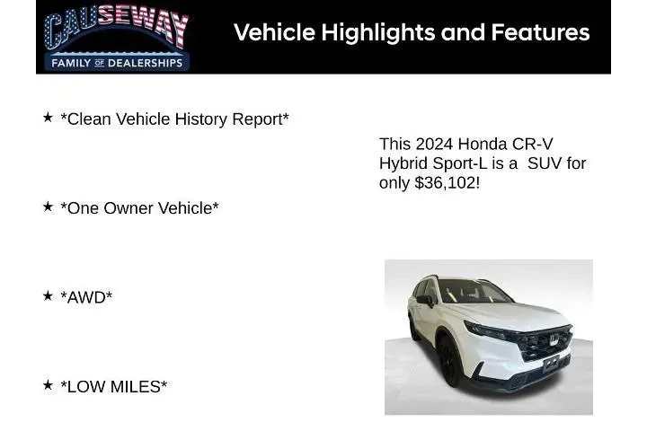 $36102 : Honda CR-V Hybrid 2024 AWD S image 2