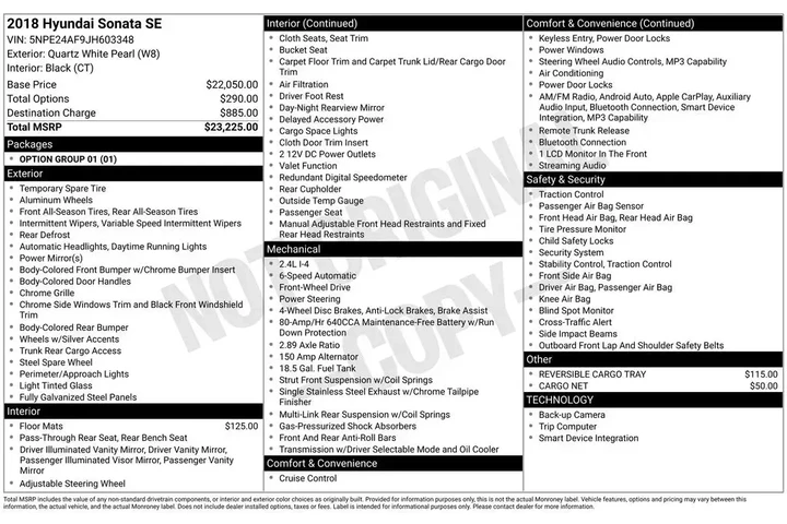 $9900 : Hyundai SONATA 2018 SE 4dr S image 5