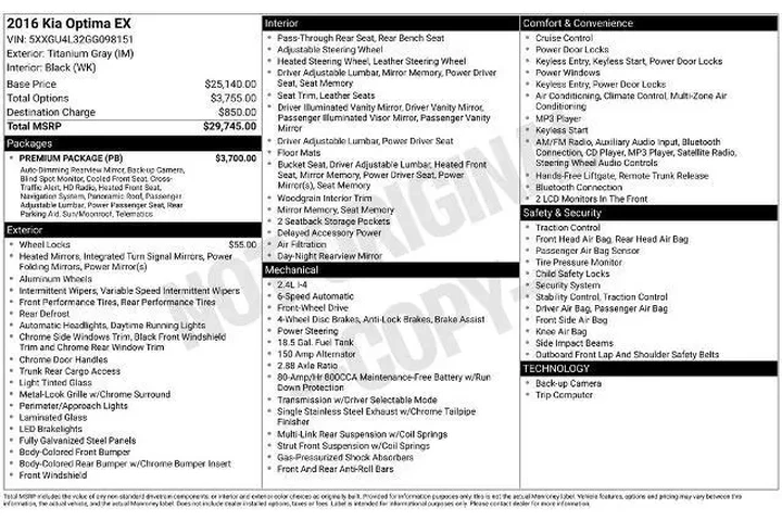 $13915 : Kia Optima 2016 EX 4dr Sedan image 2