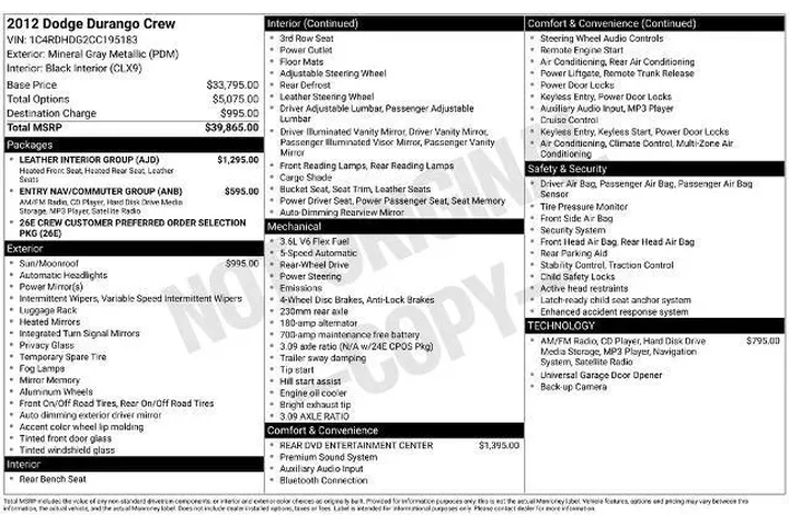 $8282 : Dodge Durango 2012 Crew 4dr image 2