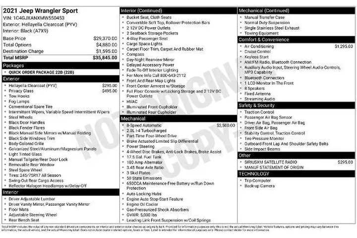 $27900 : Jeep Wrangler 2021 4x4 Sport image 4