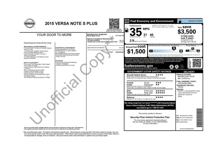 $7950 : Nissan Versa Note 2015 S 4dr image 7