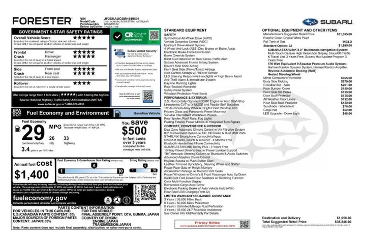 $21974 : 2021 Forester Limited image 3