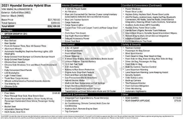 $17600 : Hyundai SONATA Hybrid 2021 B image 3