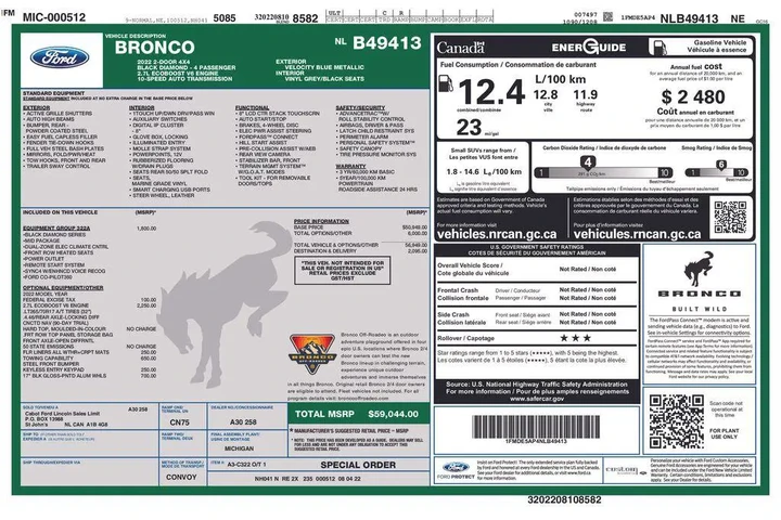 $37300 : Ford Bronco 2022 4x4 Black D image 9