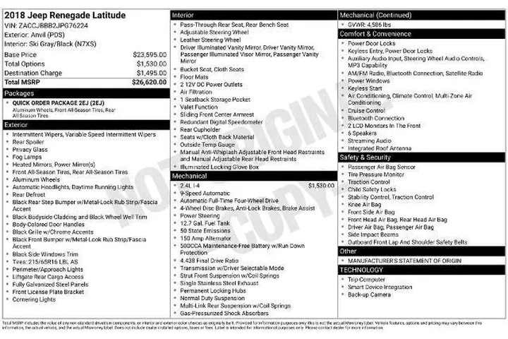 $12101 : Jeep Renegade 2018 4x4 Latit image 6