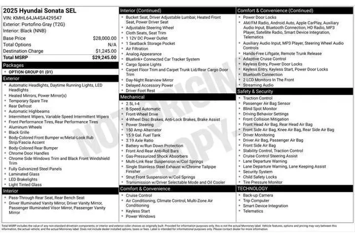 $22569 : Hyundai SONATA 2025 AWD SEL image 7