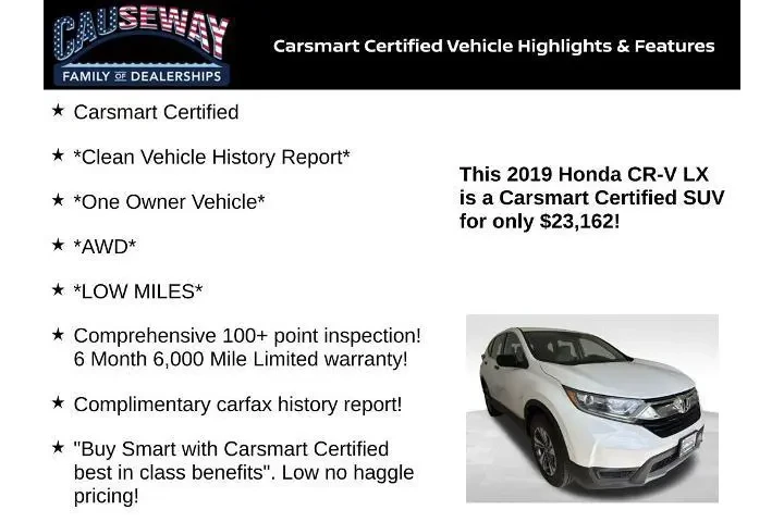 $23162 : Honda CR-V 2019 AWD LX 4dr S image 2