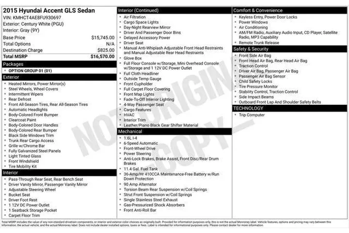 $5200 : Hyundai ACCENT 2015 GLS 4dr image 4