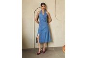Glitzy Denim Lapel Slit Dress en London