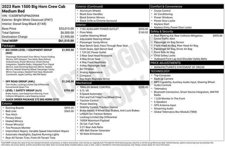 $31258 : Ram 1500 2023 4x4 Big Horn 4 image 6