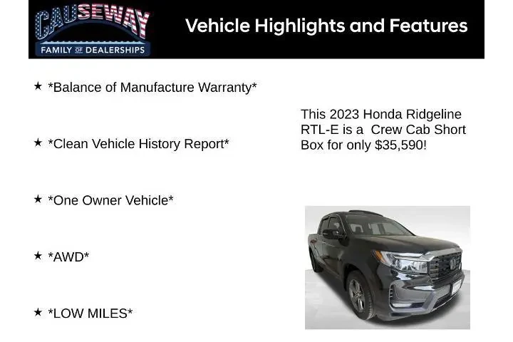 $35590 : Honda Ridgeline 2023 AWD RTL image 2