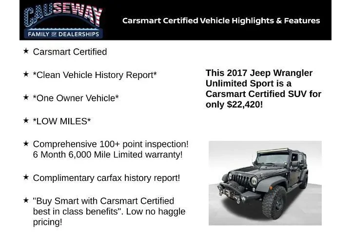 $22420 : Jeep Wrangler Unlimited 2017 image 2