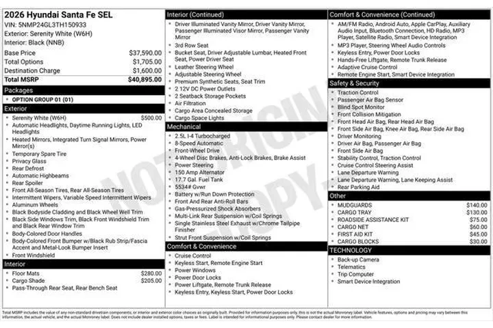 $34710 : Hyundai SANTA FE 2026 SEL 4d image 2
