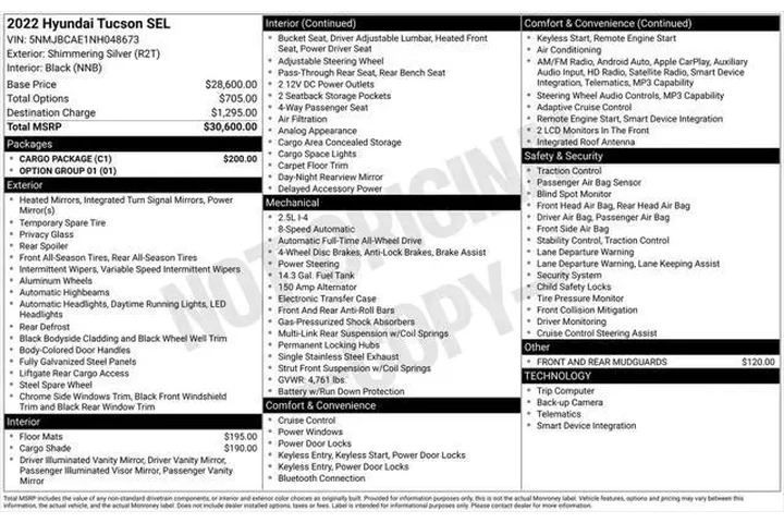 $19636 : Hyundai TUCSON 2022 AWD SEL image 2