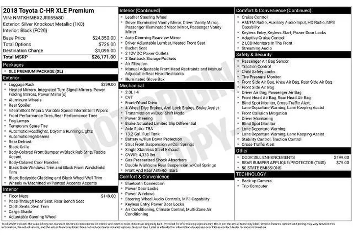 $16290 : Toyota C-HR 2018 XLE 4dr Cro image 2