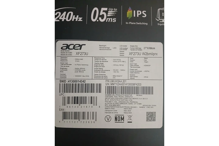 $170 : Monitor gaming 2k ips 240hz image 1