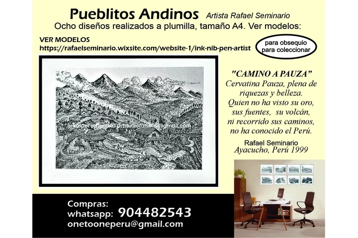 $400 : PUEBLITOS ANDINOS 8 dibujos image 1