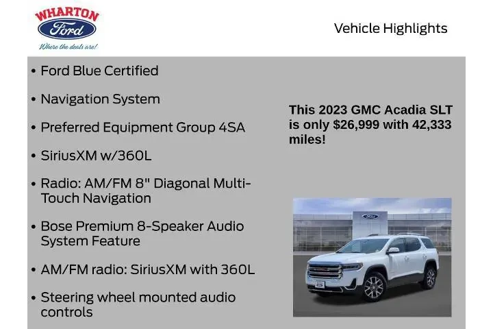 $26999 : GMC Acadia 2023 SLT 4dr SUV image 5