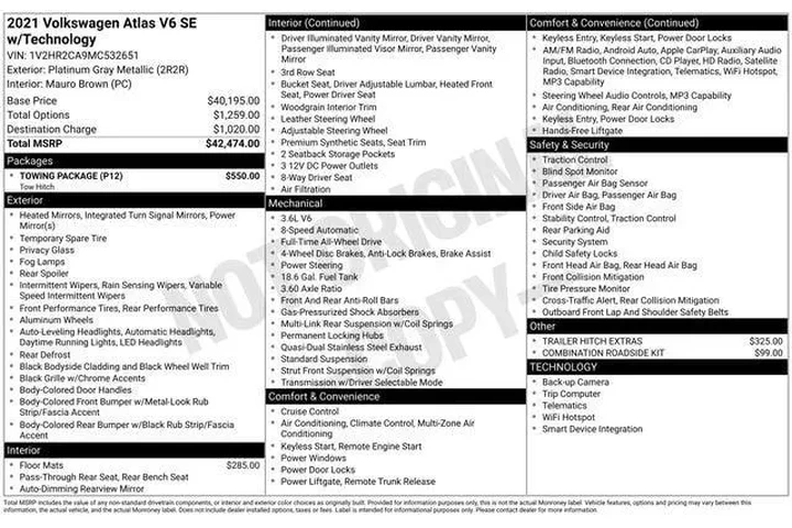 $21795 : Volkswagen Atlas 2021 AWD V6 image 9