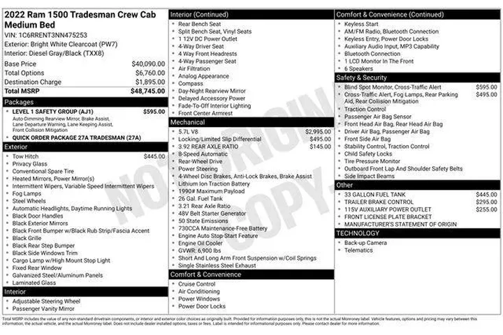 $33995 : Ram 1500 2022 4x2 Tradesman image 7