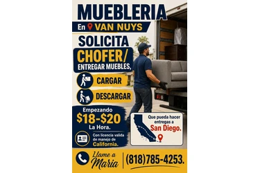 MUEBLERIA Chofer en📍VAN NUYS en Los Angeles