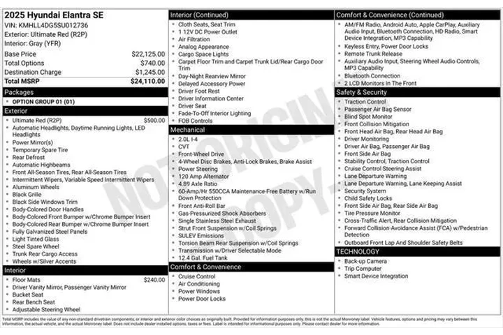 $21999 : Hyundai ELANTRA 2025 SE 4dr image 7