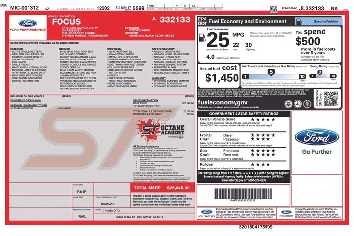 $16988 : Ford Focus 2018 ST 4dr Hatch image 6