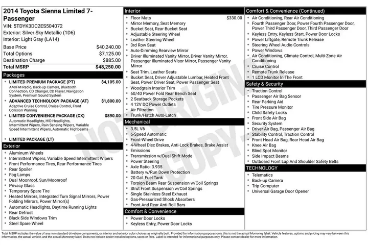$14967 : Toyota Sienna 2014 XLE 7-Pas image 9