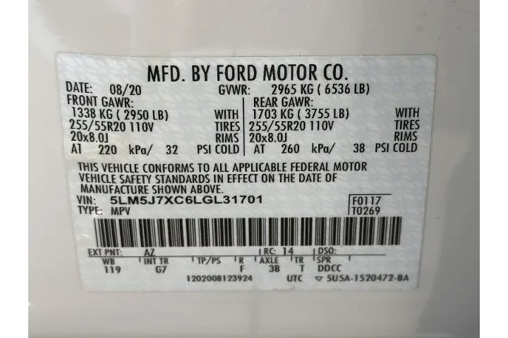 $37990 : Lincoln Aviator 2020 AWD Res image 8