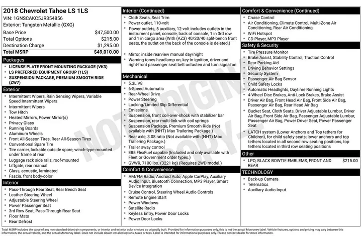 $22666 : Chevrolet Tahoe 2018 4x2 LS image 9