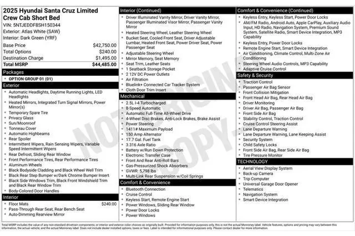 $34496 : Hyundai SANTA CRUZ 2025 AWD image 1