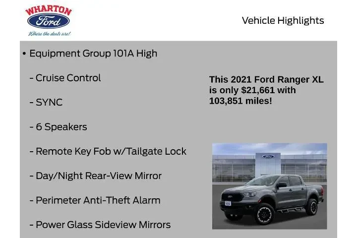 $21661 : Ford Ranger 2021 4x4 XL 4dr image 6