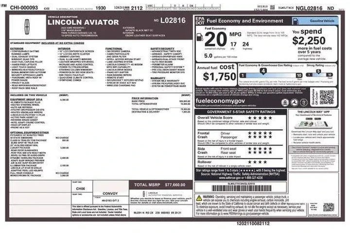 $39999 : Lincoln Aviator 2022 AWD Res image 9