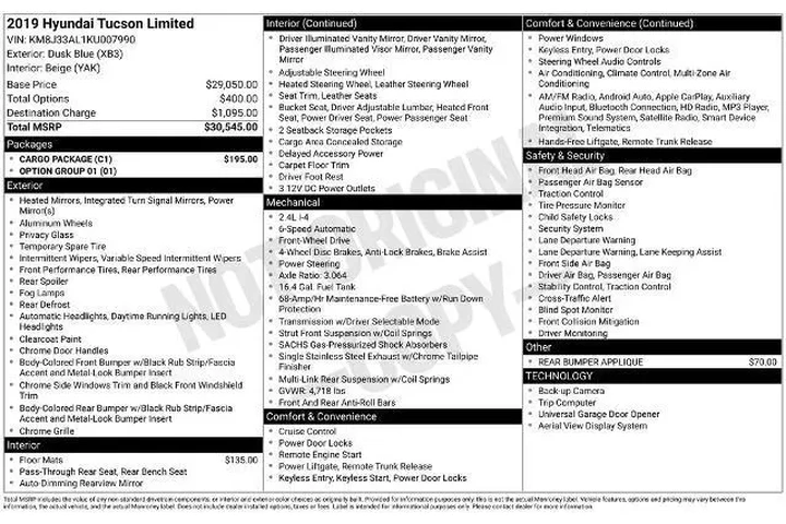 $16485 : Hyundai TUCSON 2019 Limited image 3