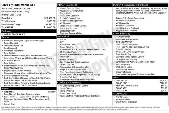 $20495 : Hyundai VENUE 2024 SEL 4dr C image 3