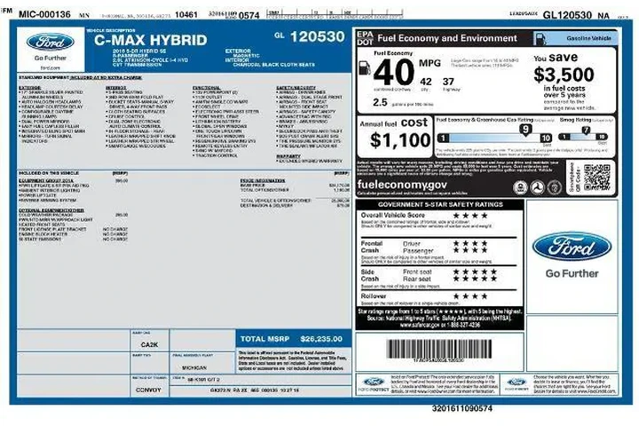 $9489 : Ford C-MAX Hybrid 2016 SE 4d image 2