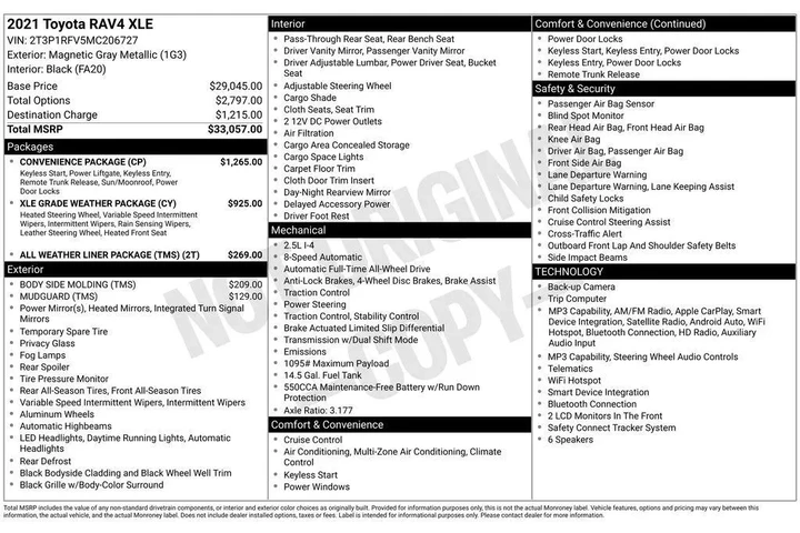 $27255 : Toyota RAV4 2021 AWD XLE 4dr image 4