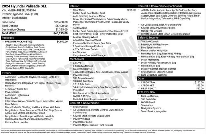 $32743 : Hyundai PALISADE 2024 SEL 4d image 7
