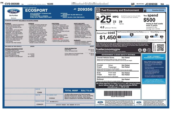 $13779 : Ford EcoSport 2018 AWD Titan image 8