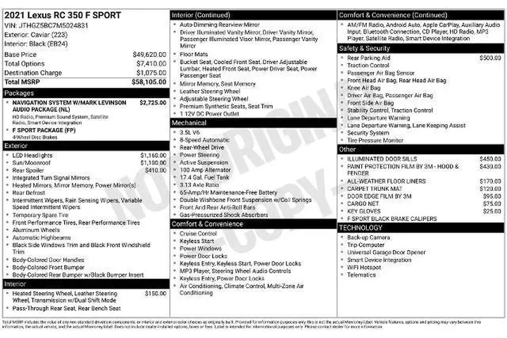 $39800 : Lexus RC 350 2021 F SPORT 2d image 2