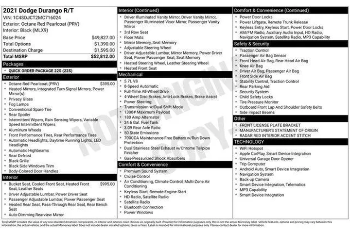 $35998 : Dodge Durango 2021 AWD R/T 4 image 2