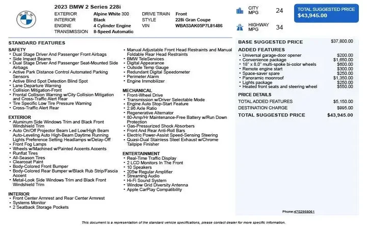 $31126 : BMW 2 Series 2023 228i Gran image 3