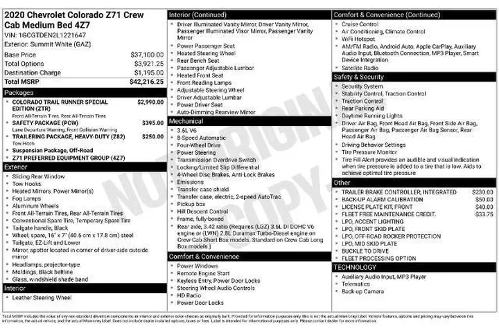 $27960 : Chevrolet Colorado 2020 4x4 image 2