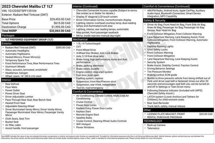 $18995 : Chevrolet Malibu 2023 LT 4dr image 2